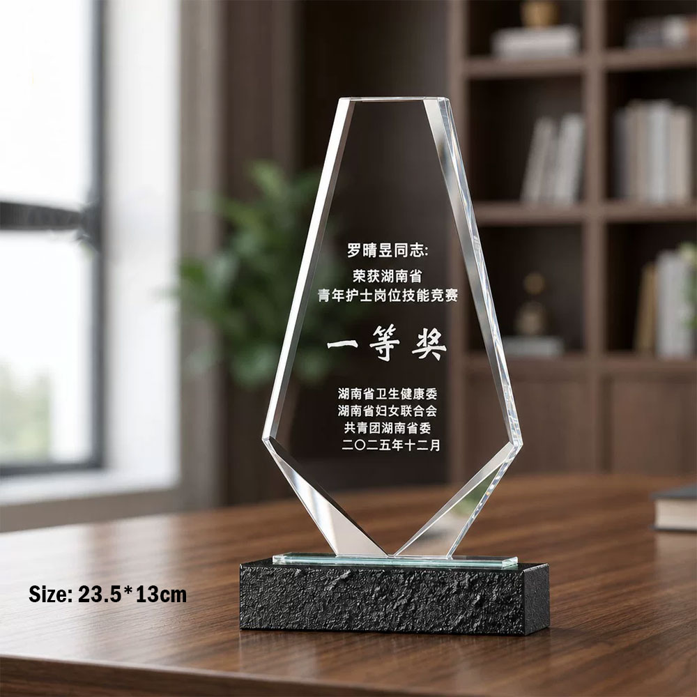 定制K9水晶奖牌 大理石/水晶双底座可选 赛事教师退休纪念表彰奖牌 - k9 crystal plaque marble base 1