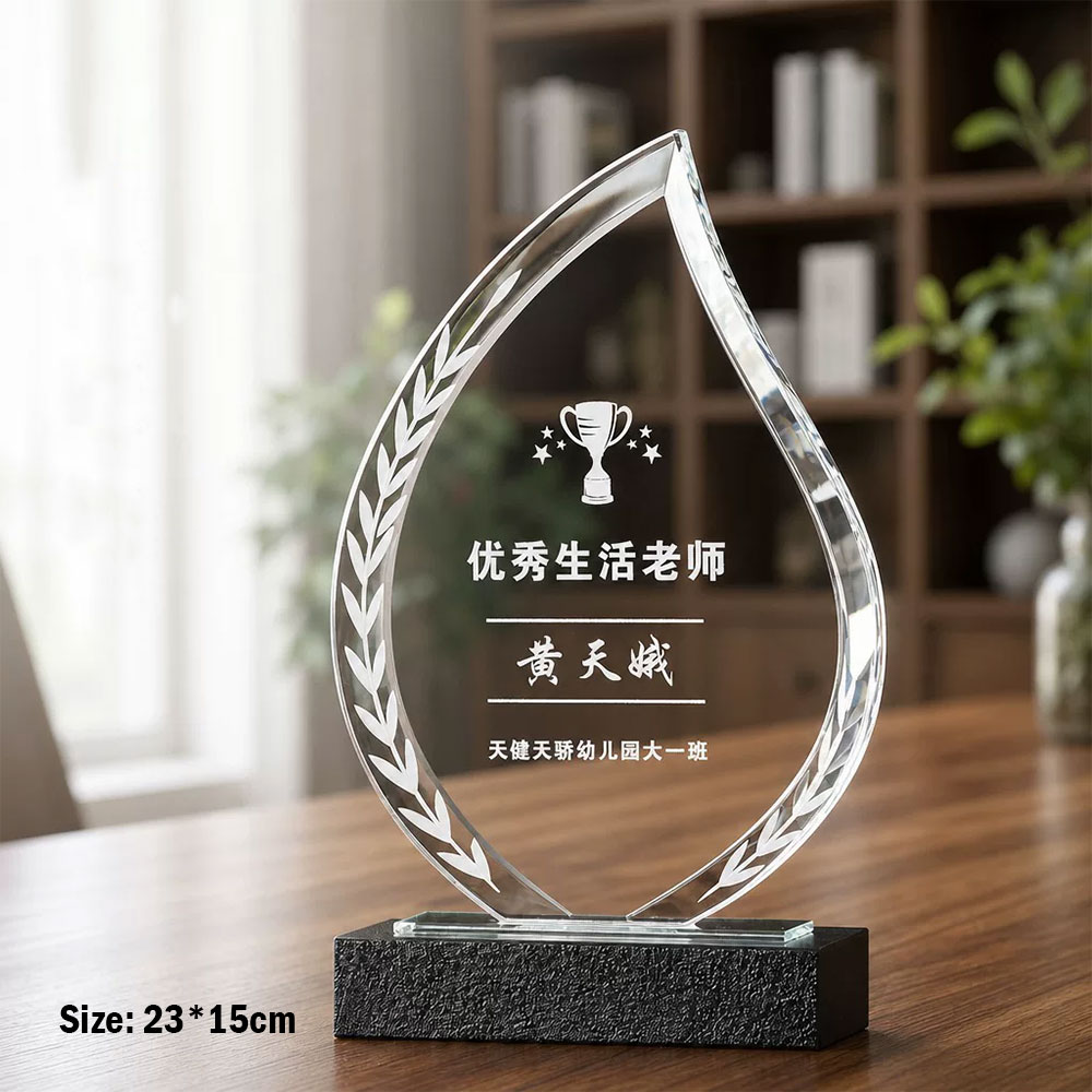 定制K9水晶奖牌 大理石/水晶双底座可选 赛事教师退休纪念表彰奖牌 - k9 crystal trophy marble base