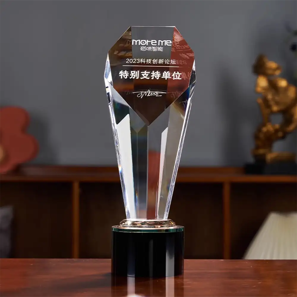 钻石切面 K9 水晶奖杯 喷砂雕刻定制赛事商务颁奖纪念摆件 - k9 crystal trophy sandblasting engraving 3 1