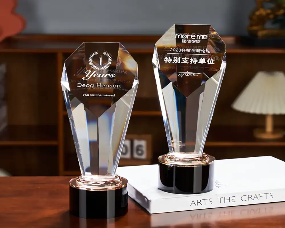 钻石切面 K9 水晶奖杯 喷砂雕刻定制赛事商务颁奖纪念摆件 - k9 crystal trophy sandblasting engraving 6