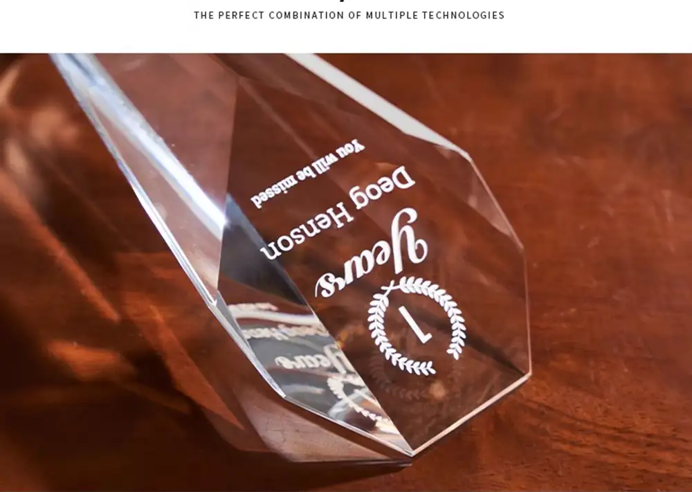 钻石切面 K9 水晶奖杯 喷砂雕刻定制赛事商务颁奖纪念摆件 - k9 crystal trophy sandblasting engraving 9