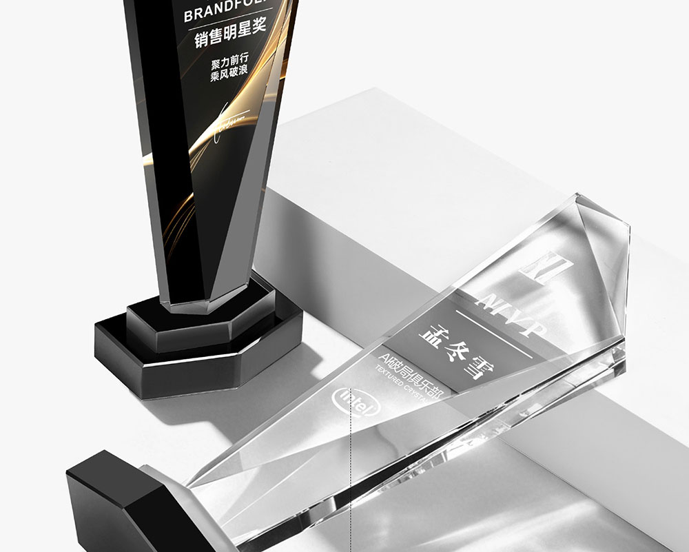 切面水晶奖杯定制 企业年会彩印奖牌 优秀员工颁奖纪念奖杯 - crystal trophy 19