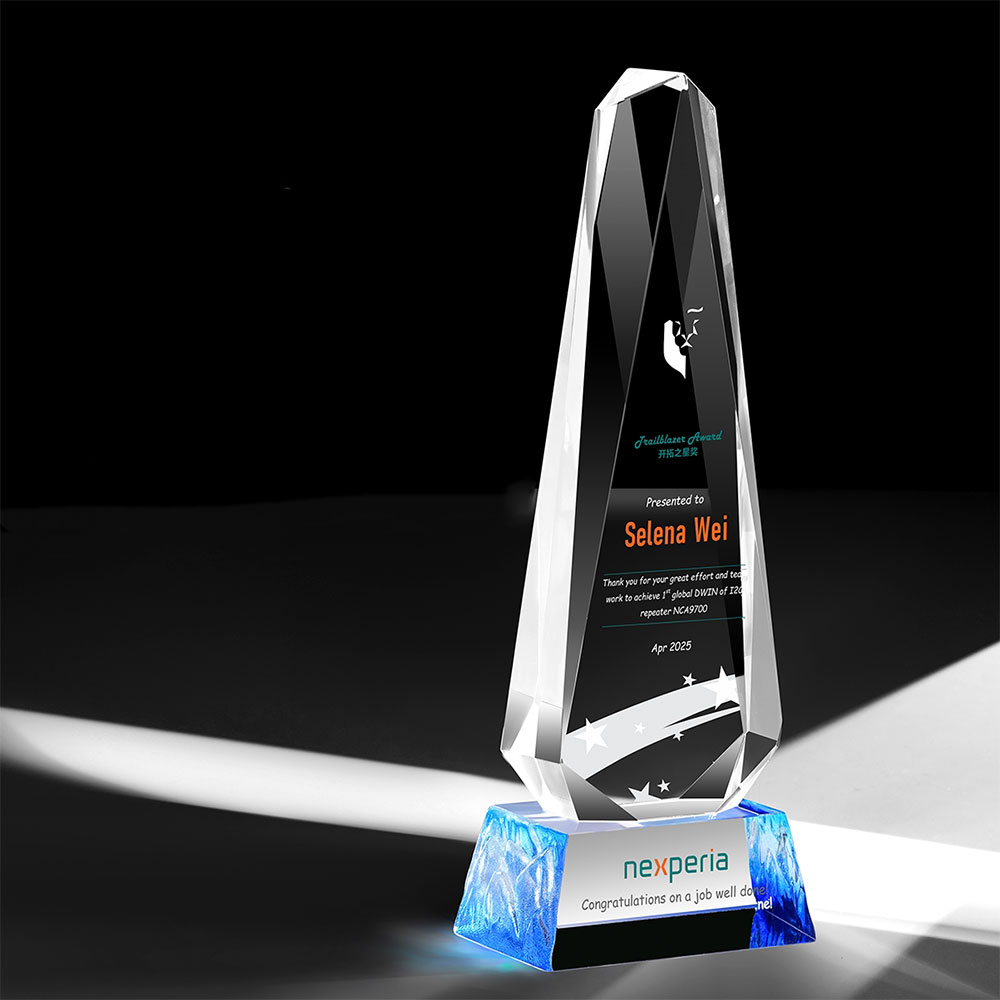 中流砥柱彩印水晶奖杯定制商务颁奖纪念摆件 - stream pillar color print crystal trophy custom corporate award decor 1
